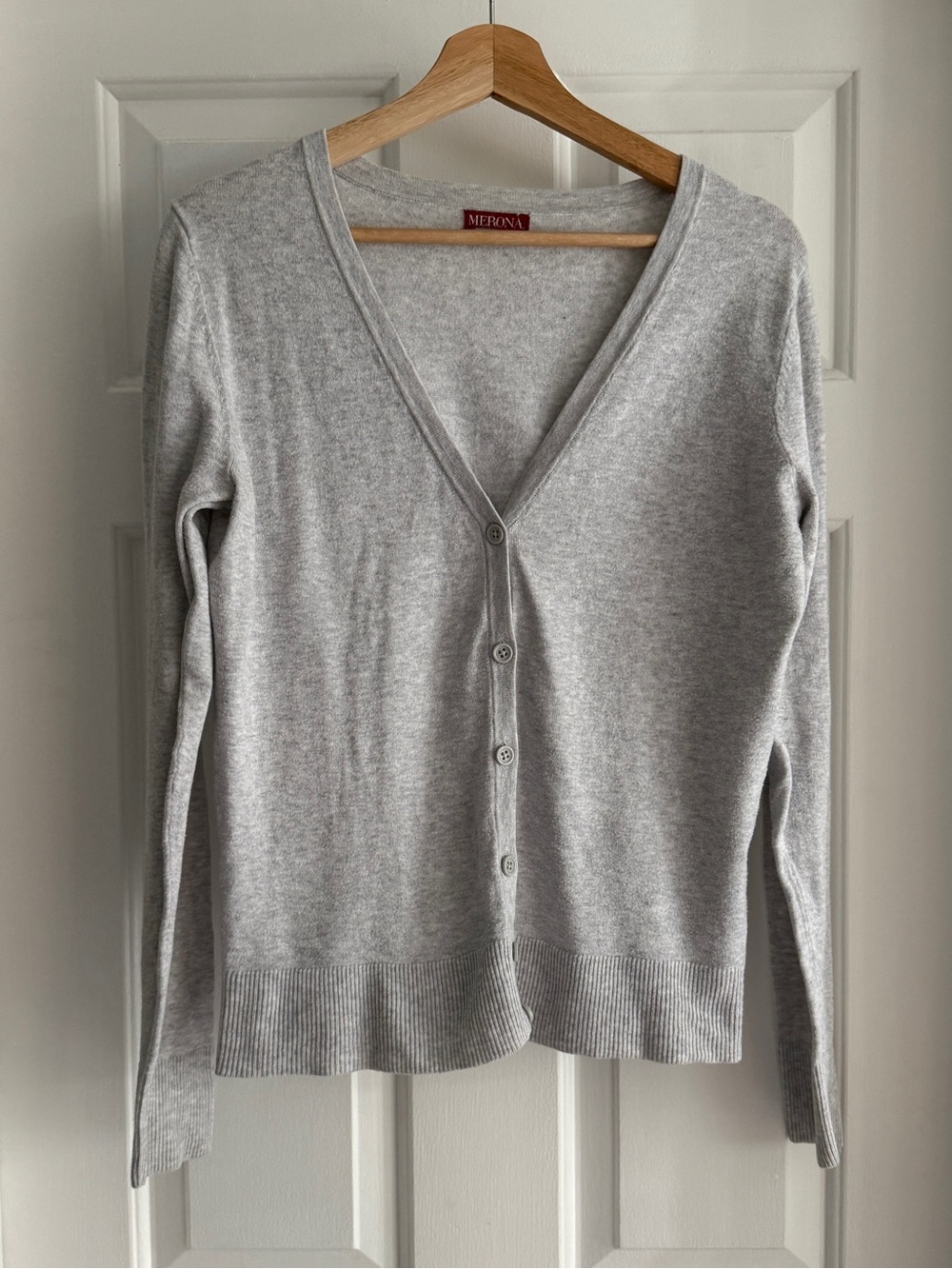 Merona Light Gray V-Neck Button Cardigan